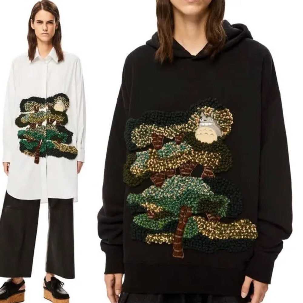 RARE LIMITED EDITION LOEWE TOTORO EMBROIDERED AND TUFTED HOODIE